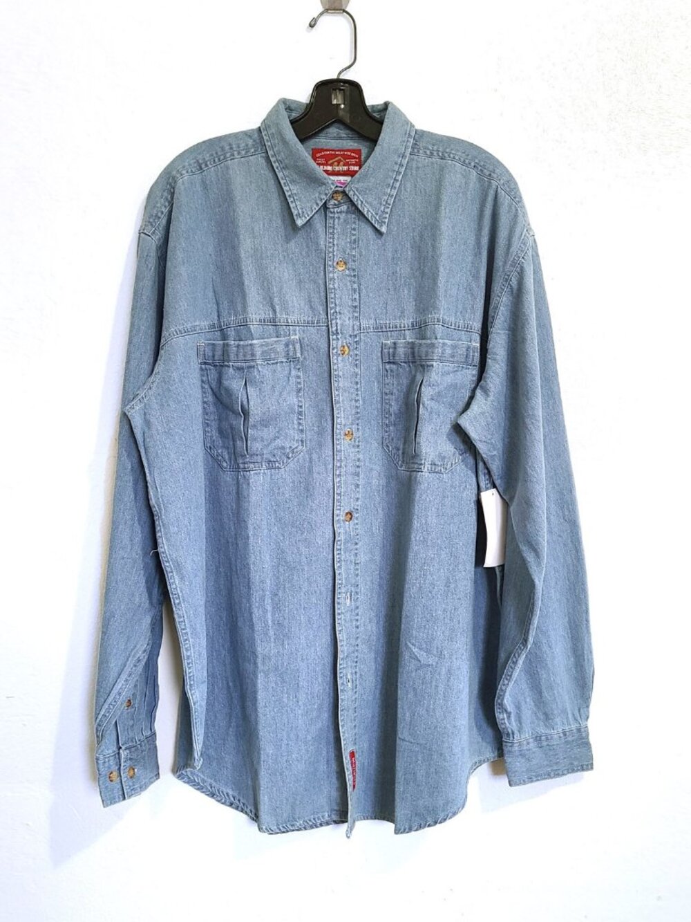 Malboro Country Store New Denim Button Down Shirt Sz Large Vintage Western